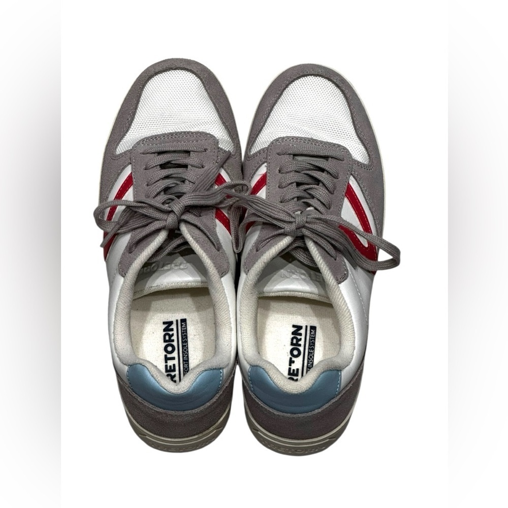 Women’s Tretorn Stadium White, Red and Gray Lace Up Leather Sneakers: Size 9.5M - Picture 7 of 11